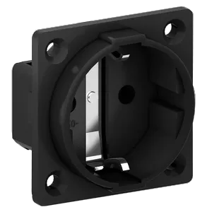 Panel mounting socket outlet straight, black