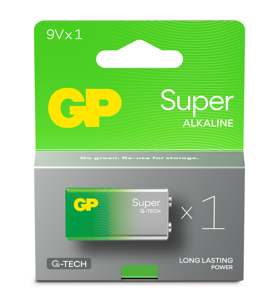 GP Super Alkaline 9V-battery, 1604A/6LF22, 1-pack