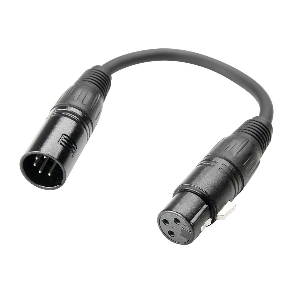 Adam Hall Cables 3 STAR DGF 0020 - Adapter DMX Cable | Adam Hall® XLR 3-pole Female x XLR 5-pole Male | 0.2 m