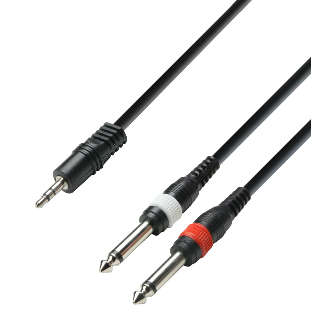 Adam Hall Cables 3 STAR YWPP 0100 - Y-Cable | Adam Hall® 2 Jack TS x Minijack | 1 m