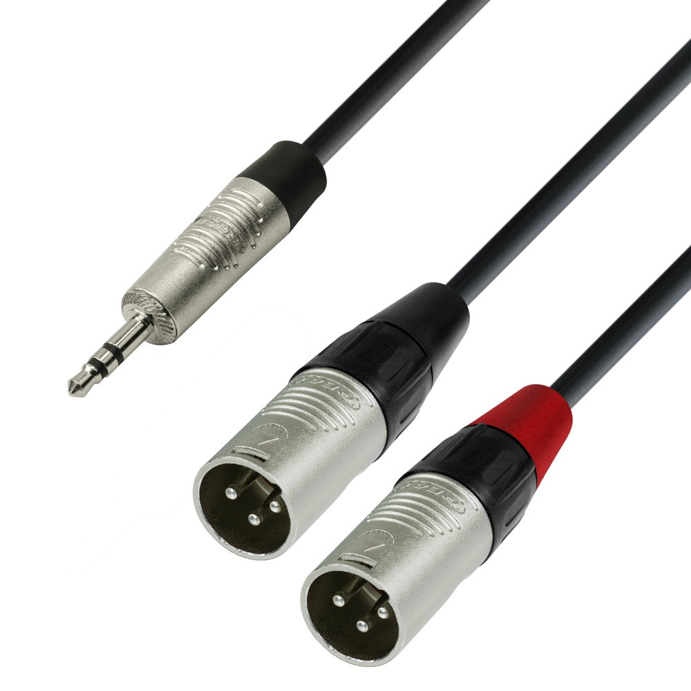 Adam Hall Cables 4 STAR YWMM 0180 - Y-Cable | Rean® 2 x XLR Male x Minijack TRS | 1.8 m