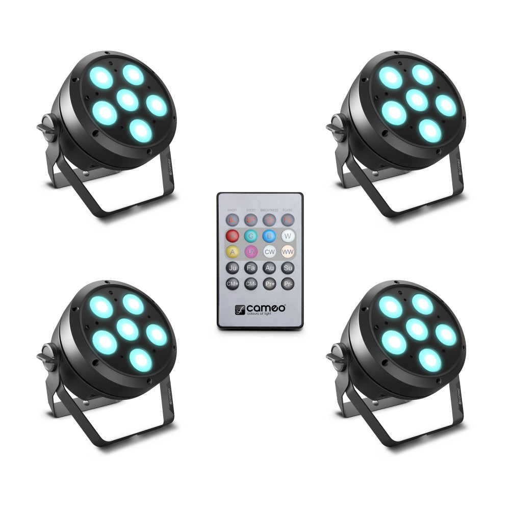 Cameo ROOT® PAR 6 SET 1 - Set Including 4 x CLROOTPAR6 Incl. IR Remote Control (CLPFLAT1REMOTE)