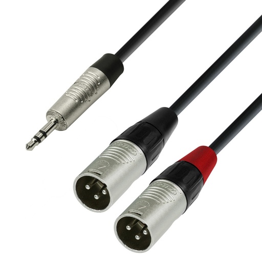 [K4YWMM0180] Adam Hall Cables 4 STAR YWMM 0180 - Y-Cable | Rean® 2 x XLR Male x Minijack TRS | 1.8 m